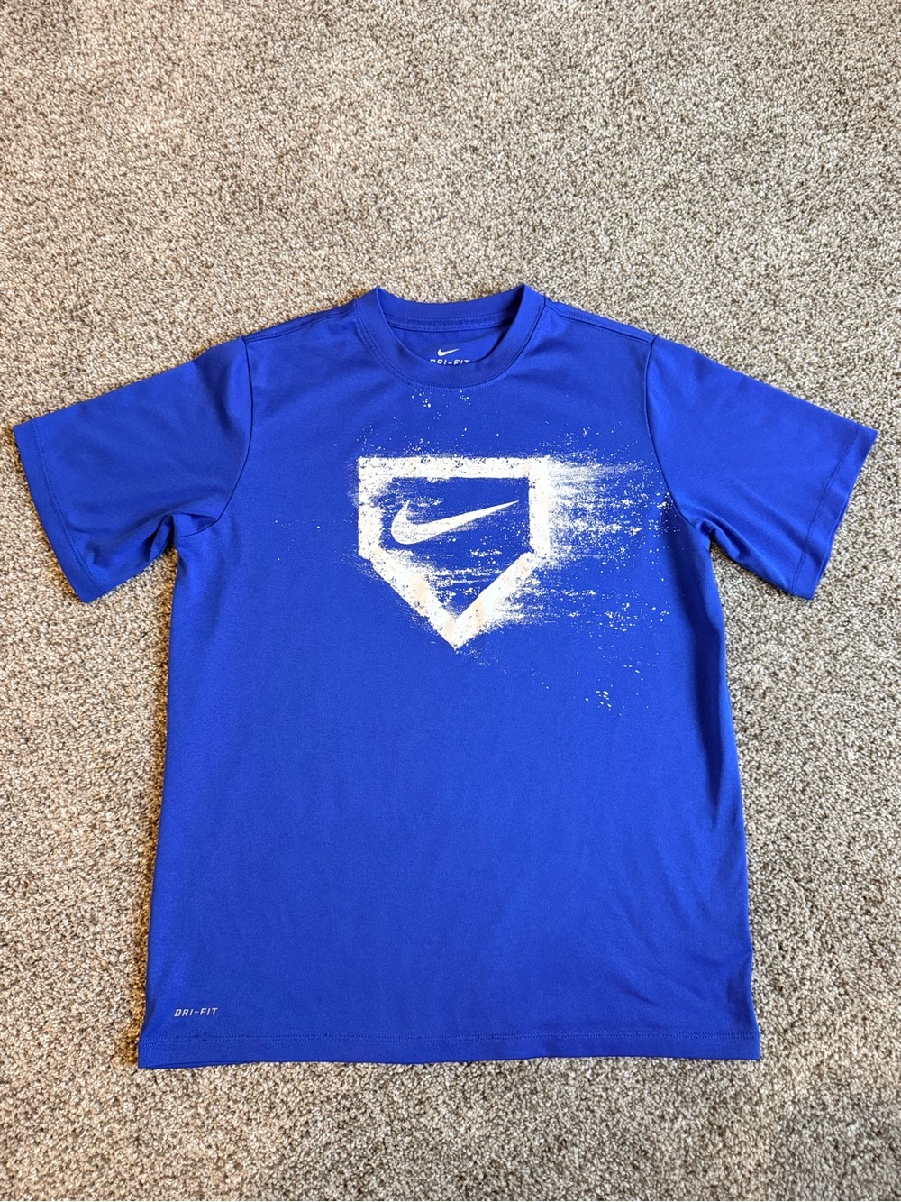 Nike Royal Blue Dri-FIT Graphic Tee with White Logo Youth Large